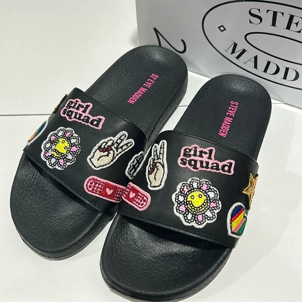 Steve Madden girls black sandals NWT size 2